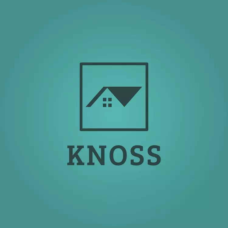 Logo firmy Knoss na tyrkysovom pozadí